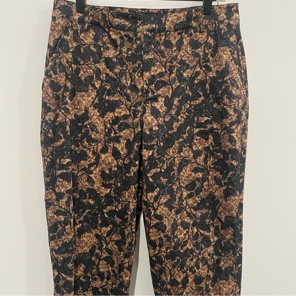 PERUVIAN CONNECTION Shadow Vine Trousers Burnt Sienna Cropped Pants Size 12 - Picture 3 of 11